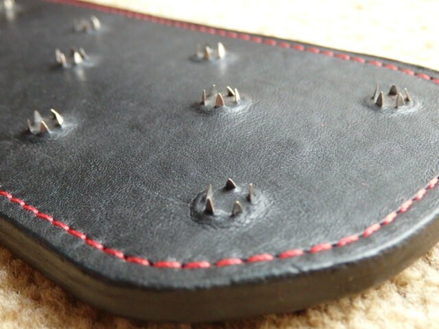 Long Leather Paddle With TINY SPIKES and REINFORCED HANDLE GOTHIC - NEW