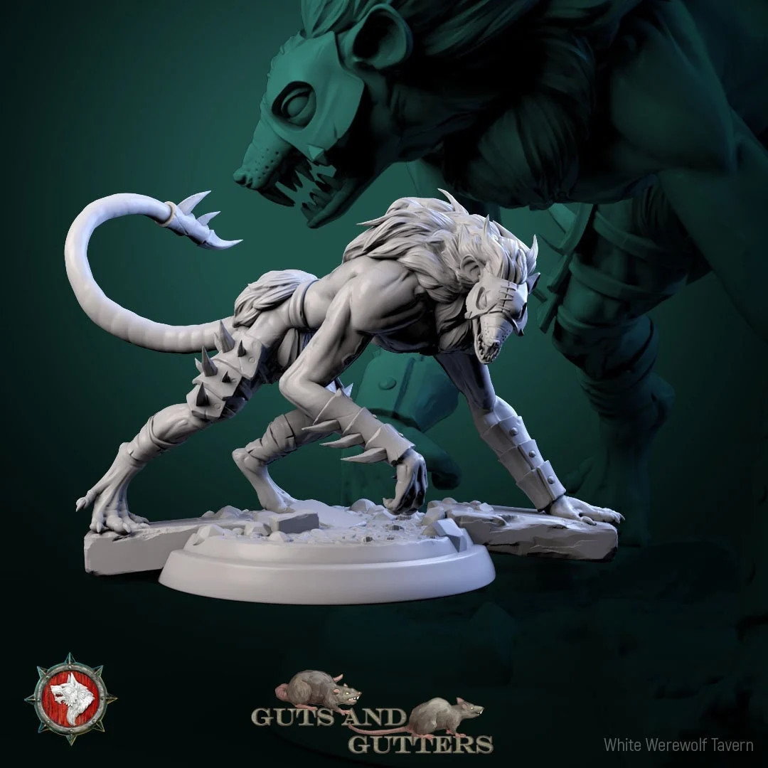 Mutant Rat Mount Set (Set of 6) - 28mm Heroic Guts - Resin Tabletop Miniatures
