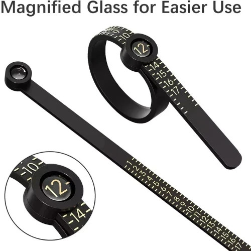 Ring Sizer Measuring Tool US Sizes Finger Size Gauge with Magnifier Adjustable📝