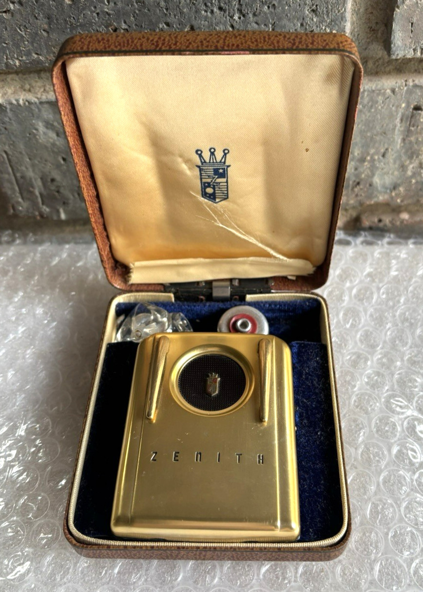 Zenith Royal Hearing Aid 1950's With Case Not Tested