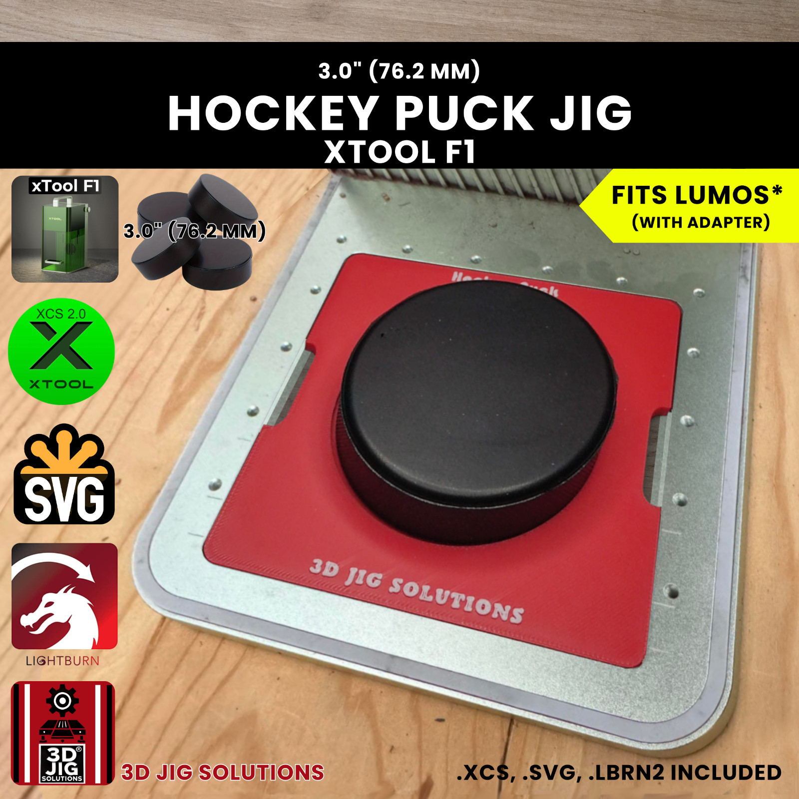 xTool F1 Hockey Puck Jig | Laser Engraving Template