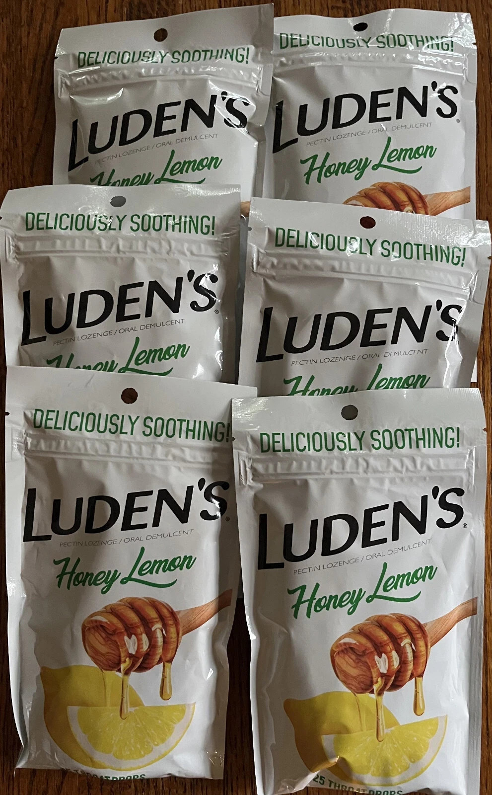 6 Bags Luden's LUDENS Honey Lemon Flavor Throat Drops 25 Ct EACH 8/25 SEALED