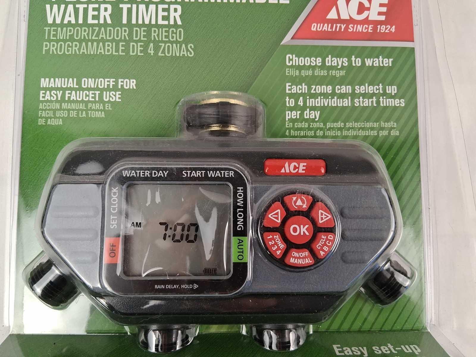 ACE 4-Zone Programmable Water Timer  (7005460)  Manual On/Off NEW