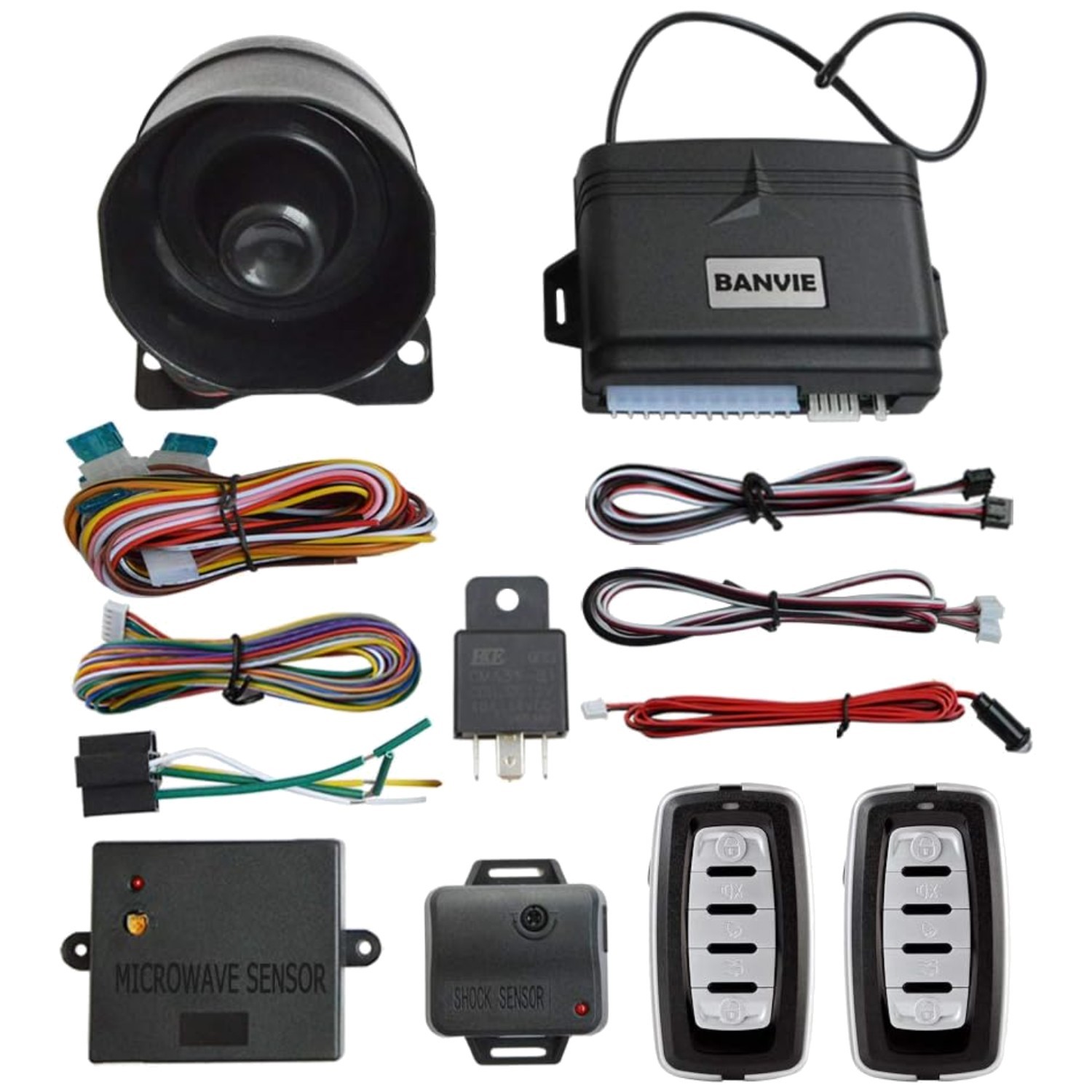12V Car Alarm System with Keyless Entry & Kill Switch