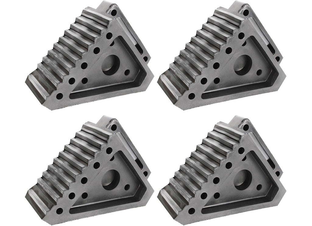 Extreme Max 5001.5772.4 Heavy-Duty Solid Rubber Wheel Chock w/ Handle - 4-Pack