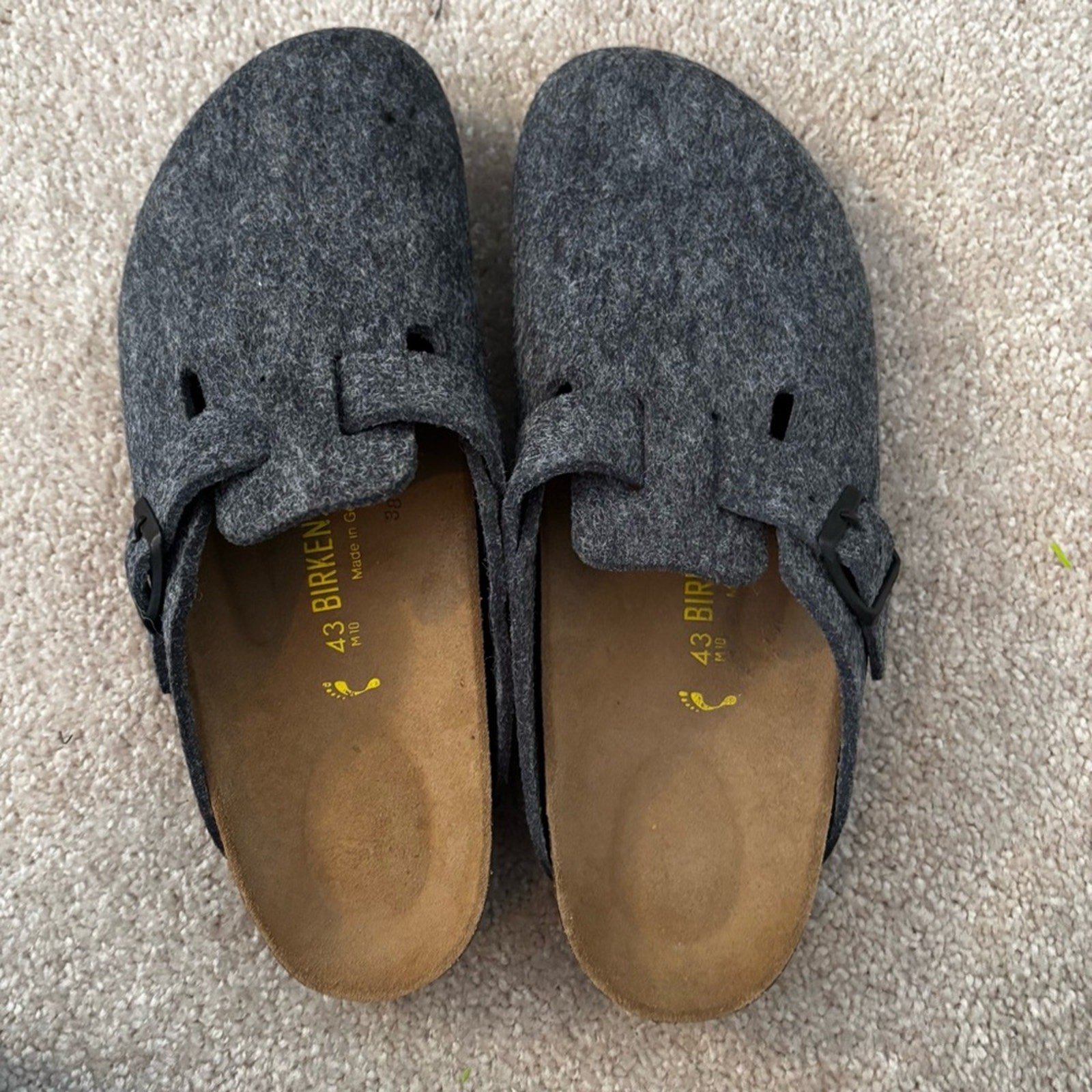 New Birkenstock Boston wool felt gray leather clogs EU 43