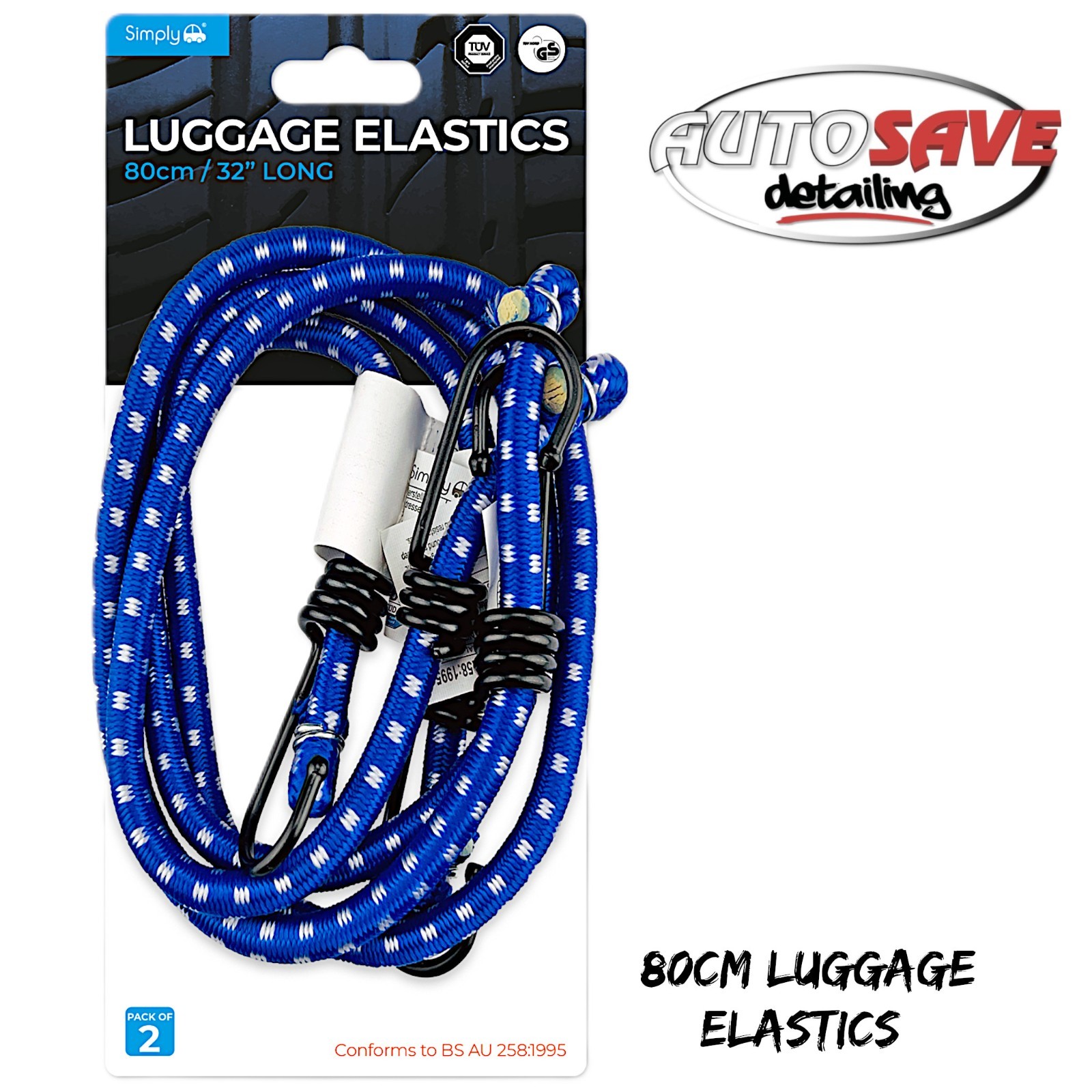 Simply - Luggage Elastics |80cm |Pack Of 2 |TUV & GS Approved