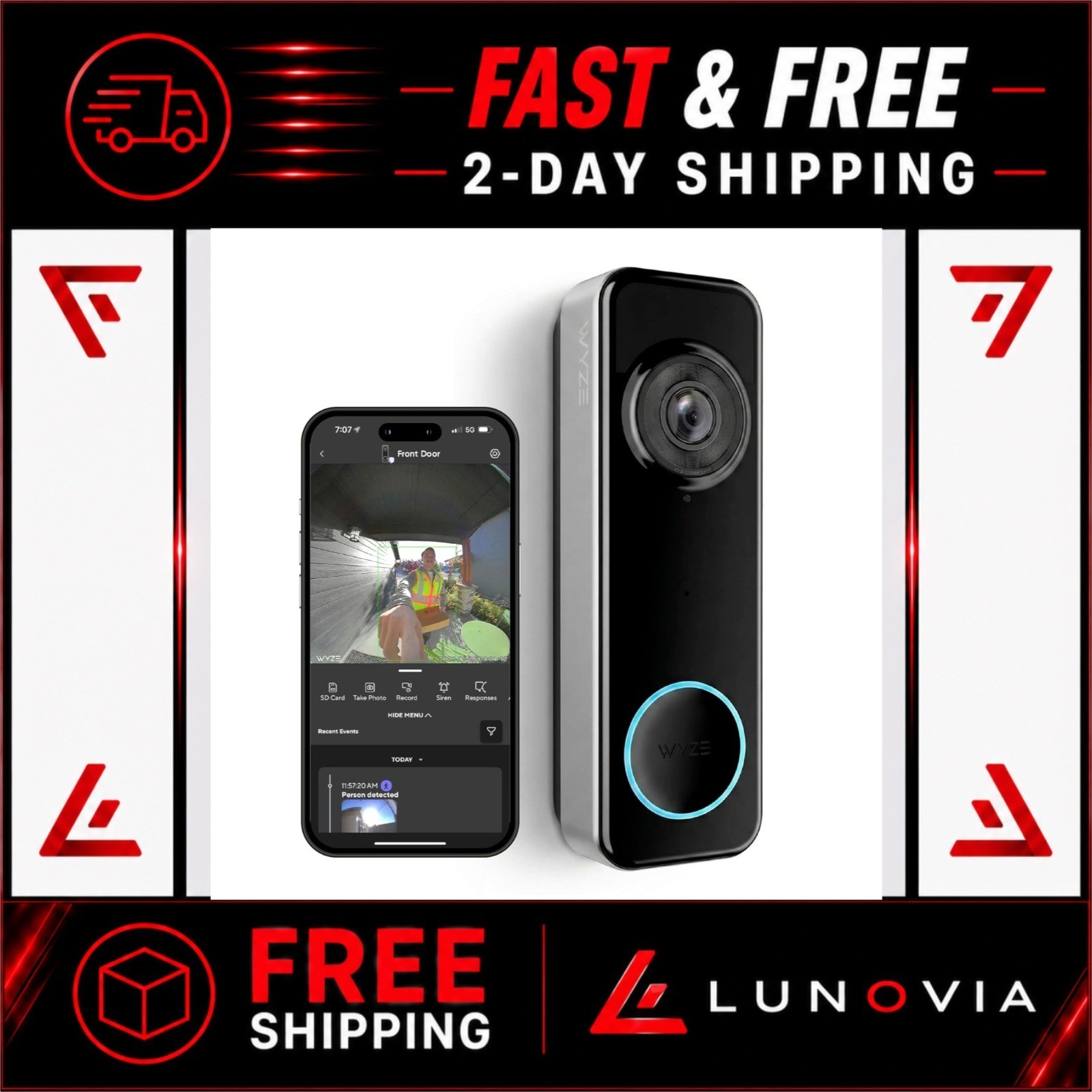 Wyze Battery Video Doorbell Wireless Camera with Color Night Vision