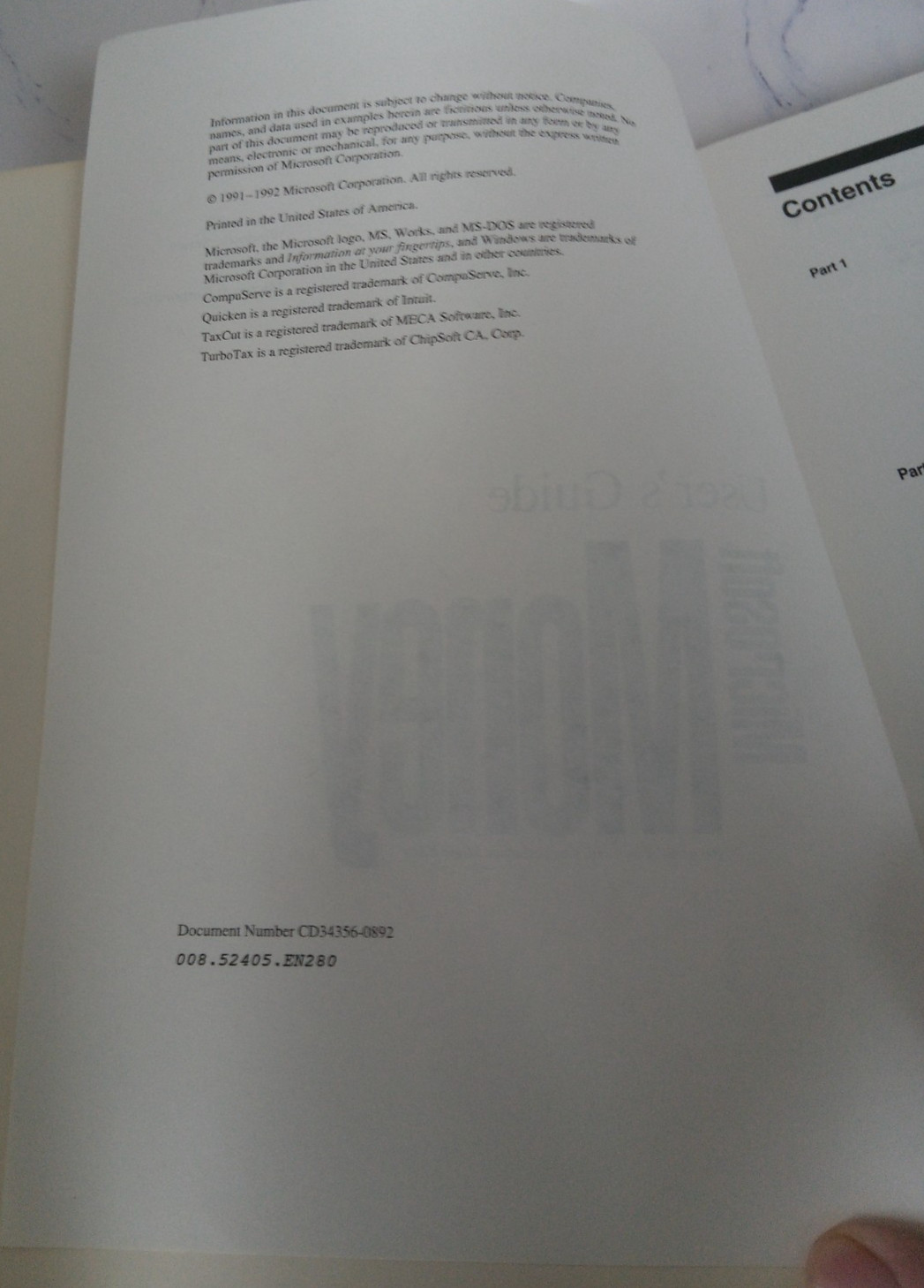 Packard Bell Microsoft Money Version 2.0 User's Manual(1992 Microsoft)