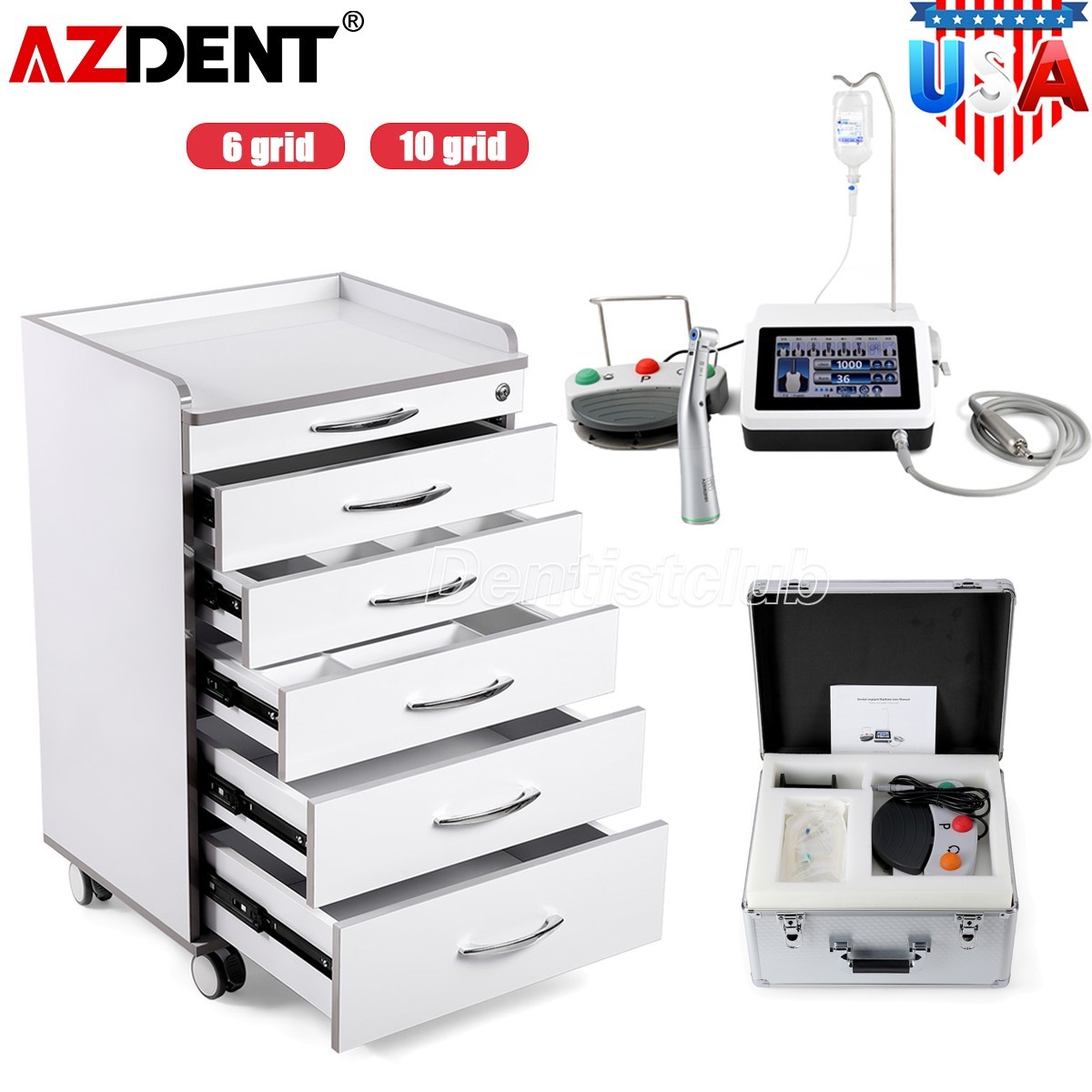 AZDENT Dental LED Implant Motor Brushless Surgical System /Storage Cabinet Cart