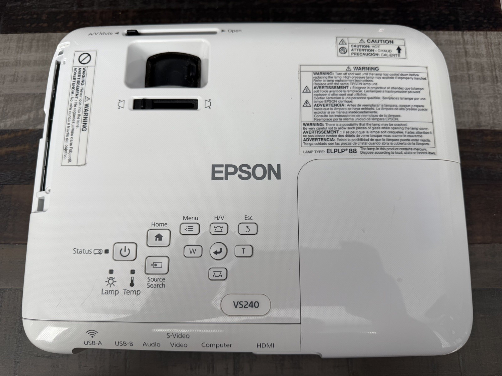 Epson VS240 LCD Projector HD, HDMI w/Power Cable