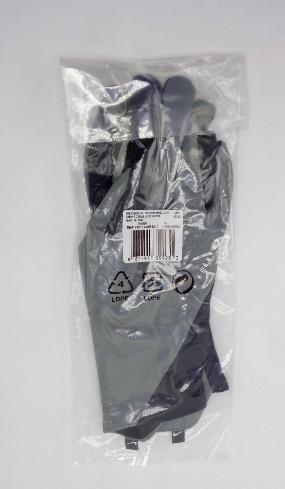 Nike Womens Shield Phenom Running Gloves Smoke Grey/Black/Silver Medium