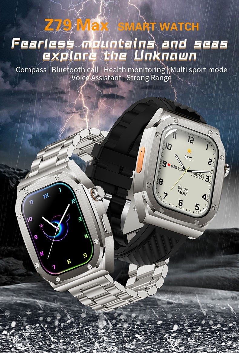 Smart Watch Waterproof Bluetooth Call Fitness Tracker Compass With 2 Straps