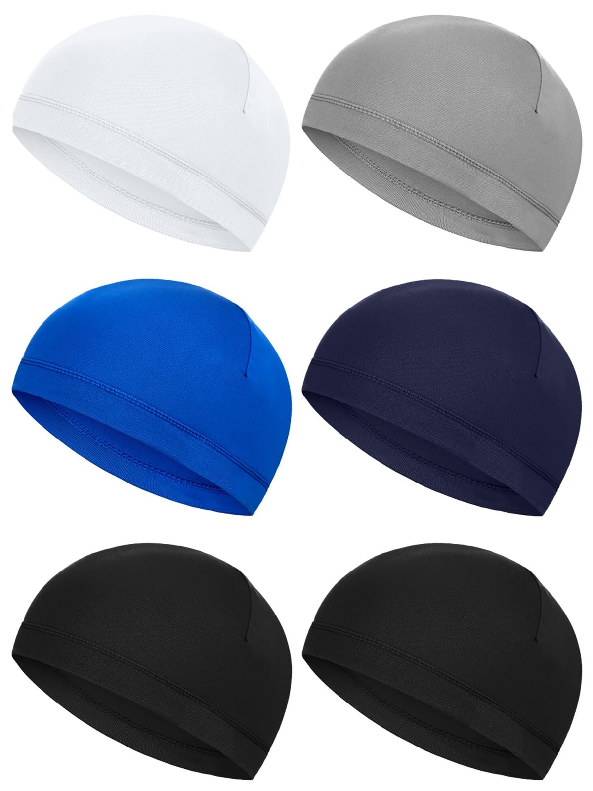 Boao 6 Pieces Skull Caps Medium, White, Gray, Royal Blue, Navy Green, Black