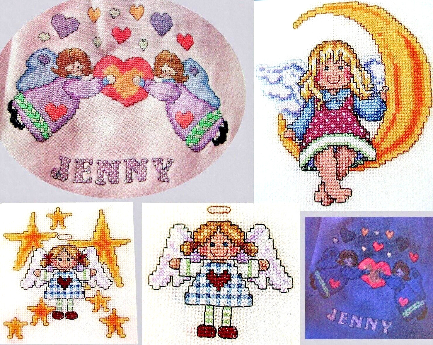 Angels Hearts Glow In Dark Moon Angel Star Lil Angels CROSS STITCH PATTERNS