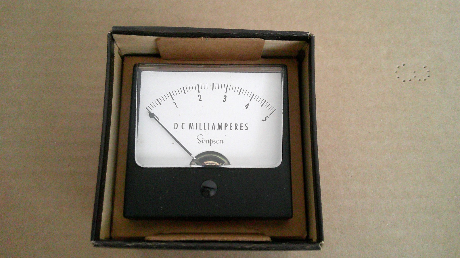 NEW OPEN BOX SIMPSON MODEL 1227C METER, 0-5 DC MILLIAMPS, CAT#6190.