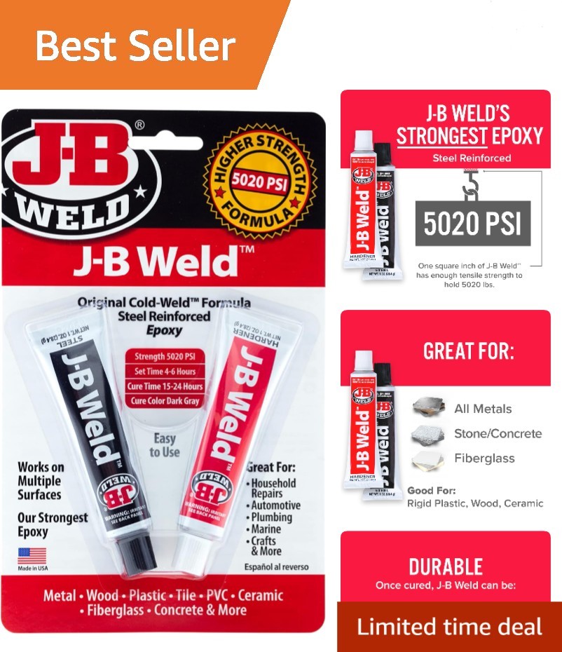 2 oz  Cold-Weld Steel Epoxy - Waterproof & Versatile for All Surfaces