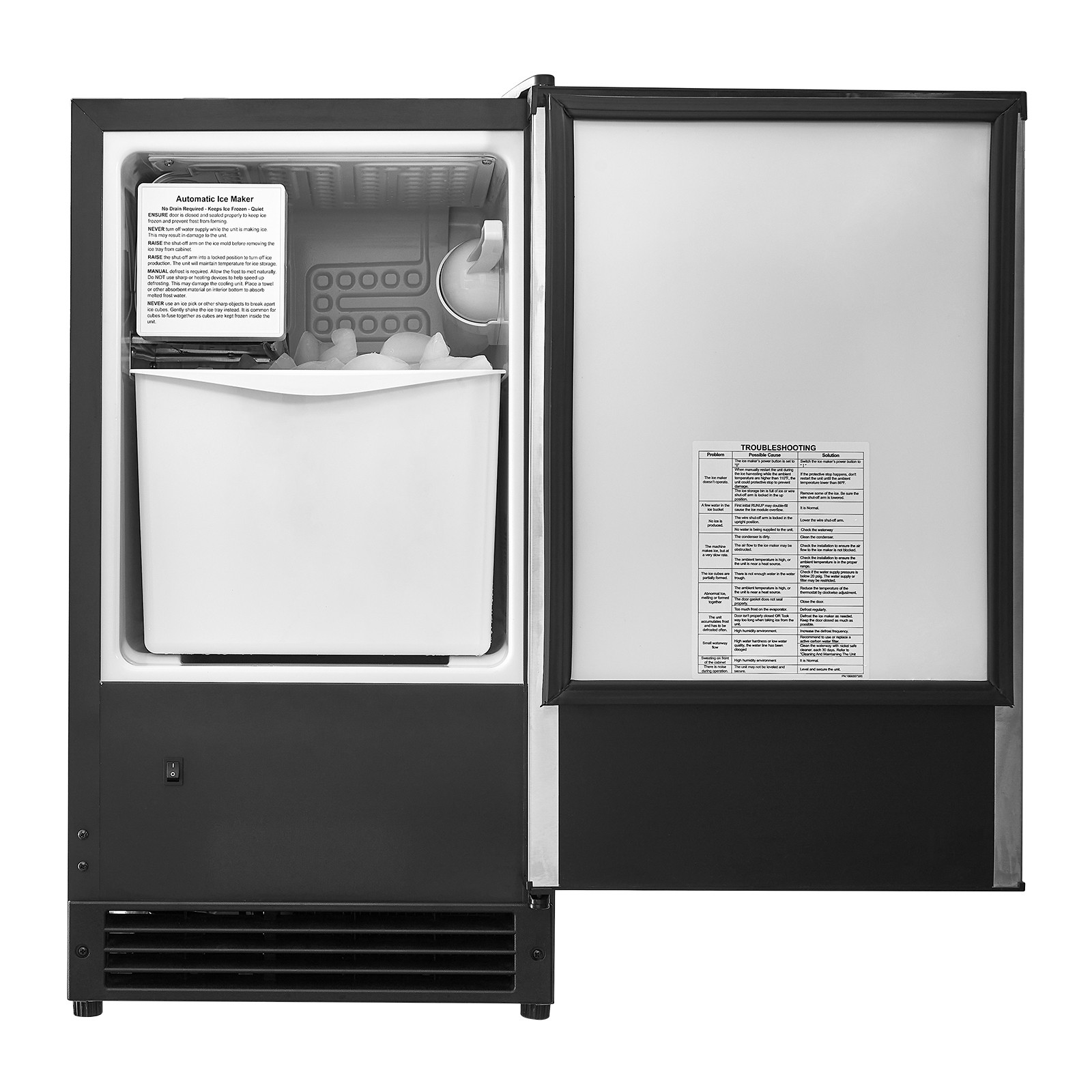 25Lb Undercounter Commercial Ice Maker 15" Built-in crescent Ice Maker Machine
