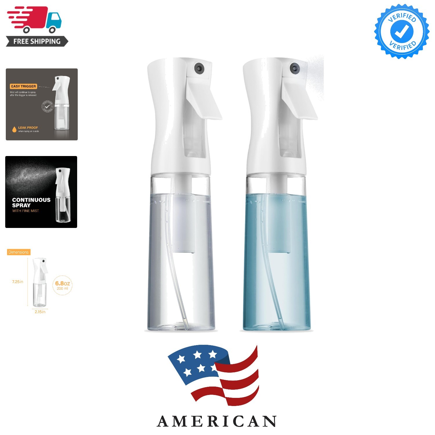 2 Pack Continuous Spray Bottles - Ultra Fine Mist Sprayer | Water Spray Bottl...