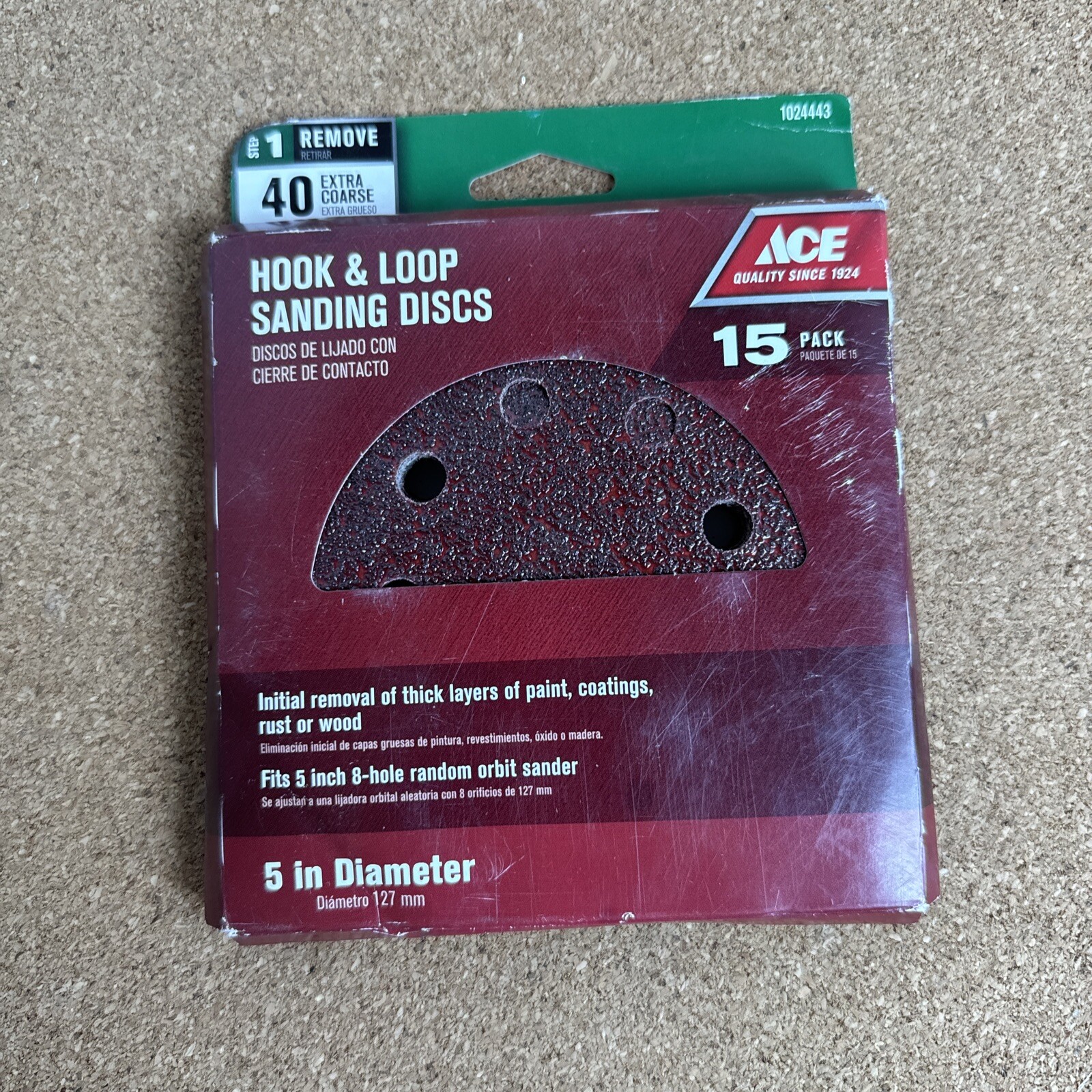Ace 2062644 Fine Hook & Loop Sanding Disks, 40 Grit