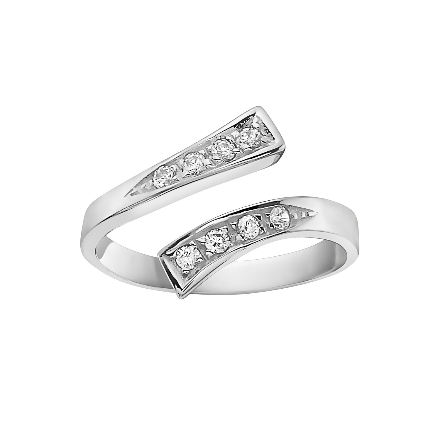 Sterling Silver Crossover Cubic Zirconia Adjustable Ring or Toe Ring