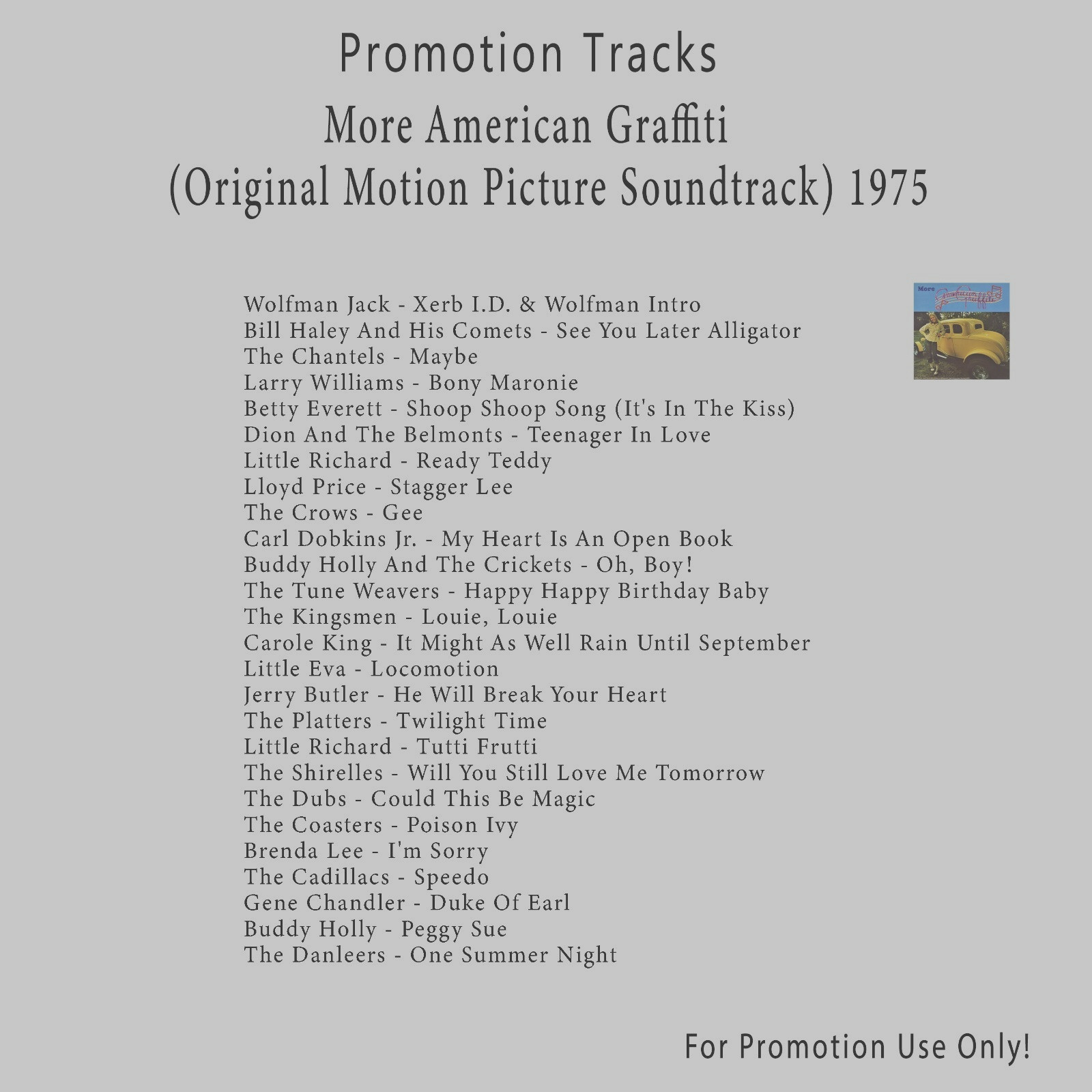 Soundtrack.. White CD. More American Graffiti 1975