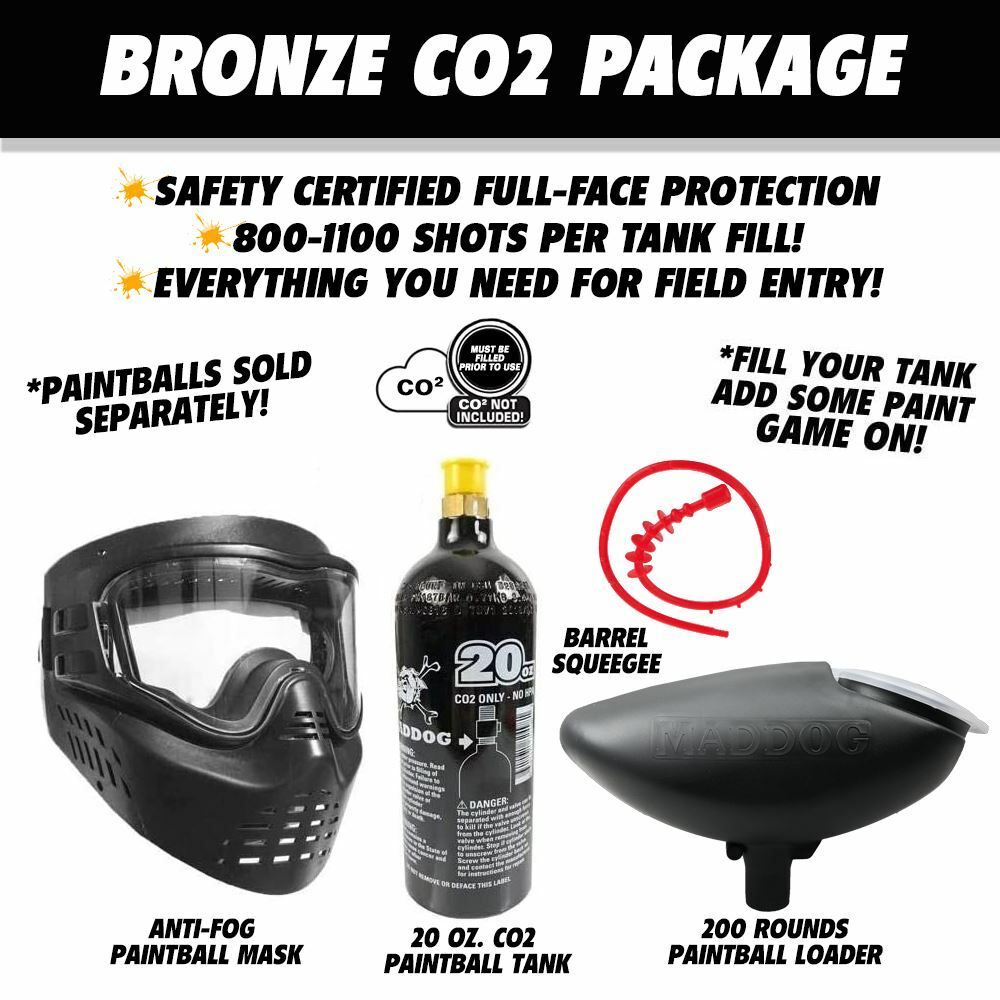 Maddog JT Stealth Semi-Automatic Bronze CO2 Paintball Gun Starter Package