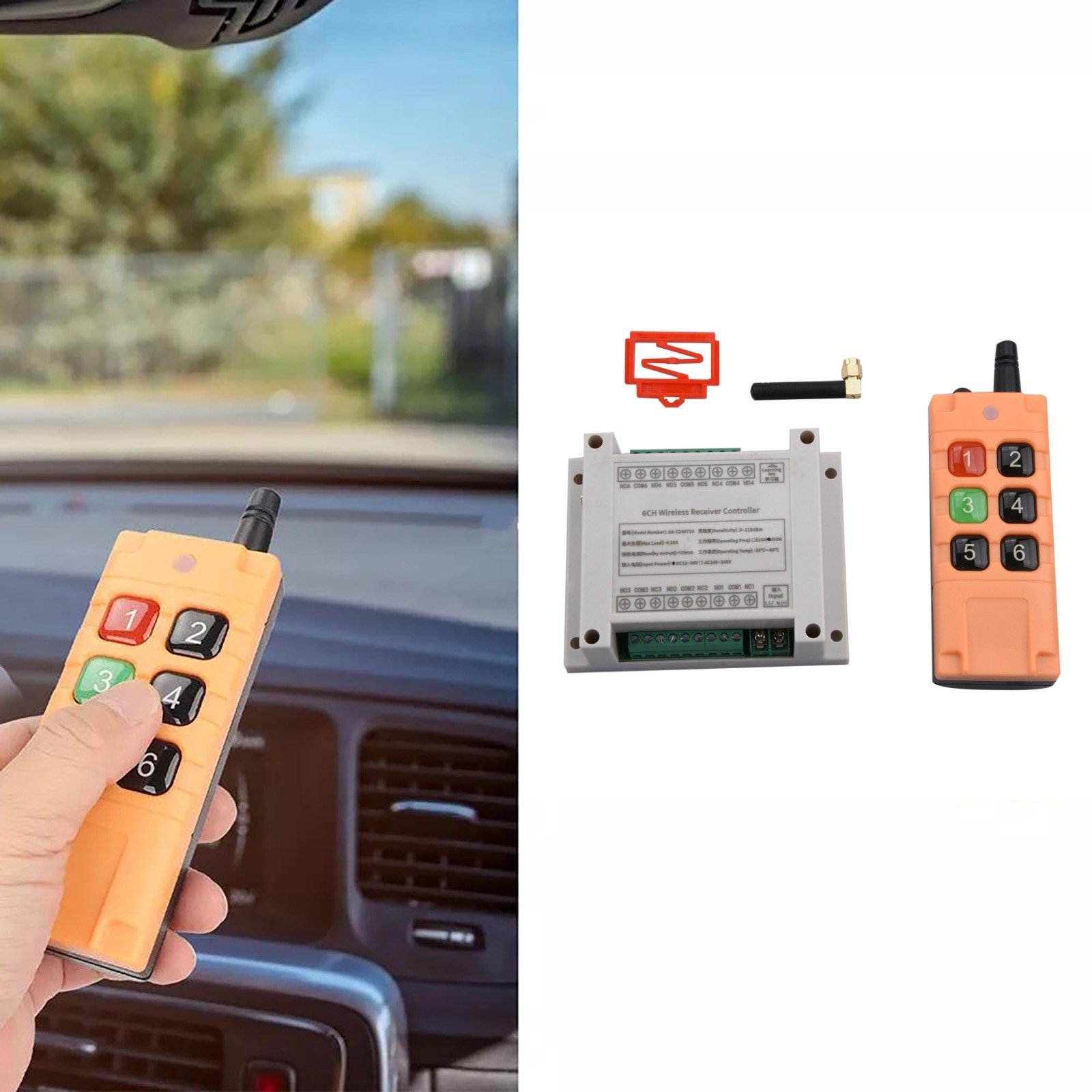 6 Channel 10A Relay Receiver Wireless Remote Control RF Switch 433mhz DC