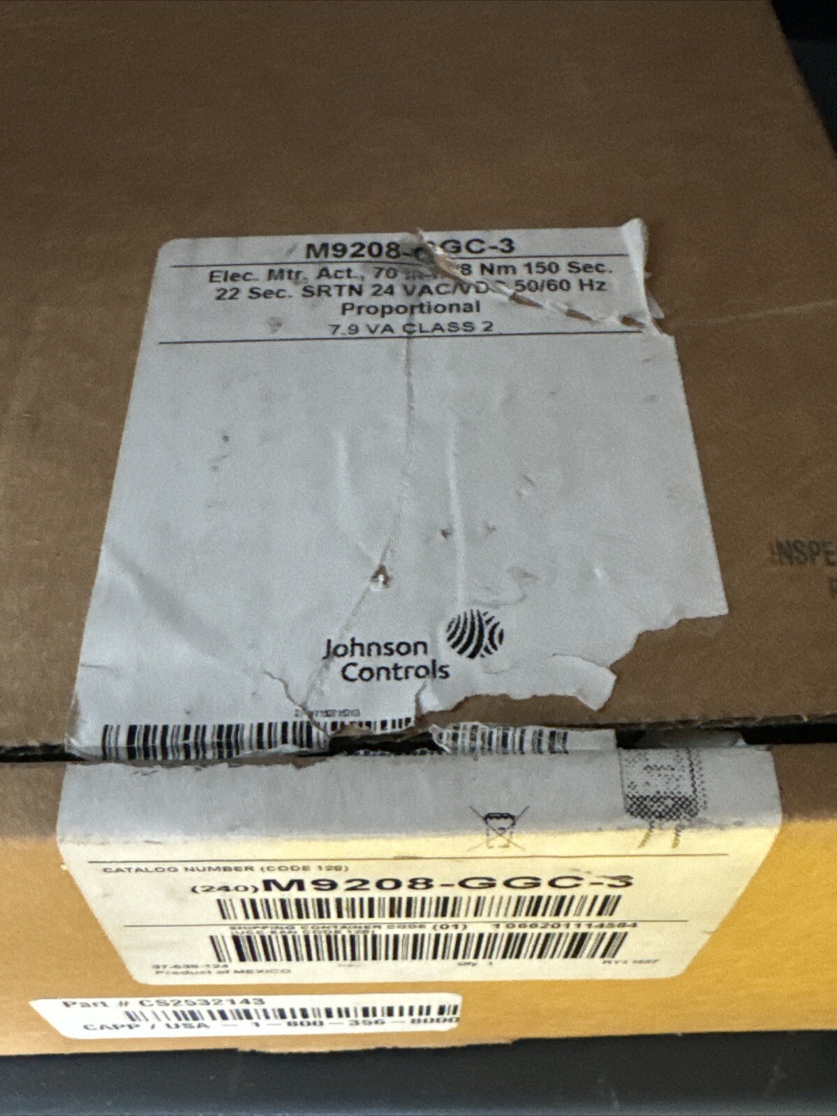 Johnson Controls Electric Spring-Return Actuator M9208-GGC-3