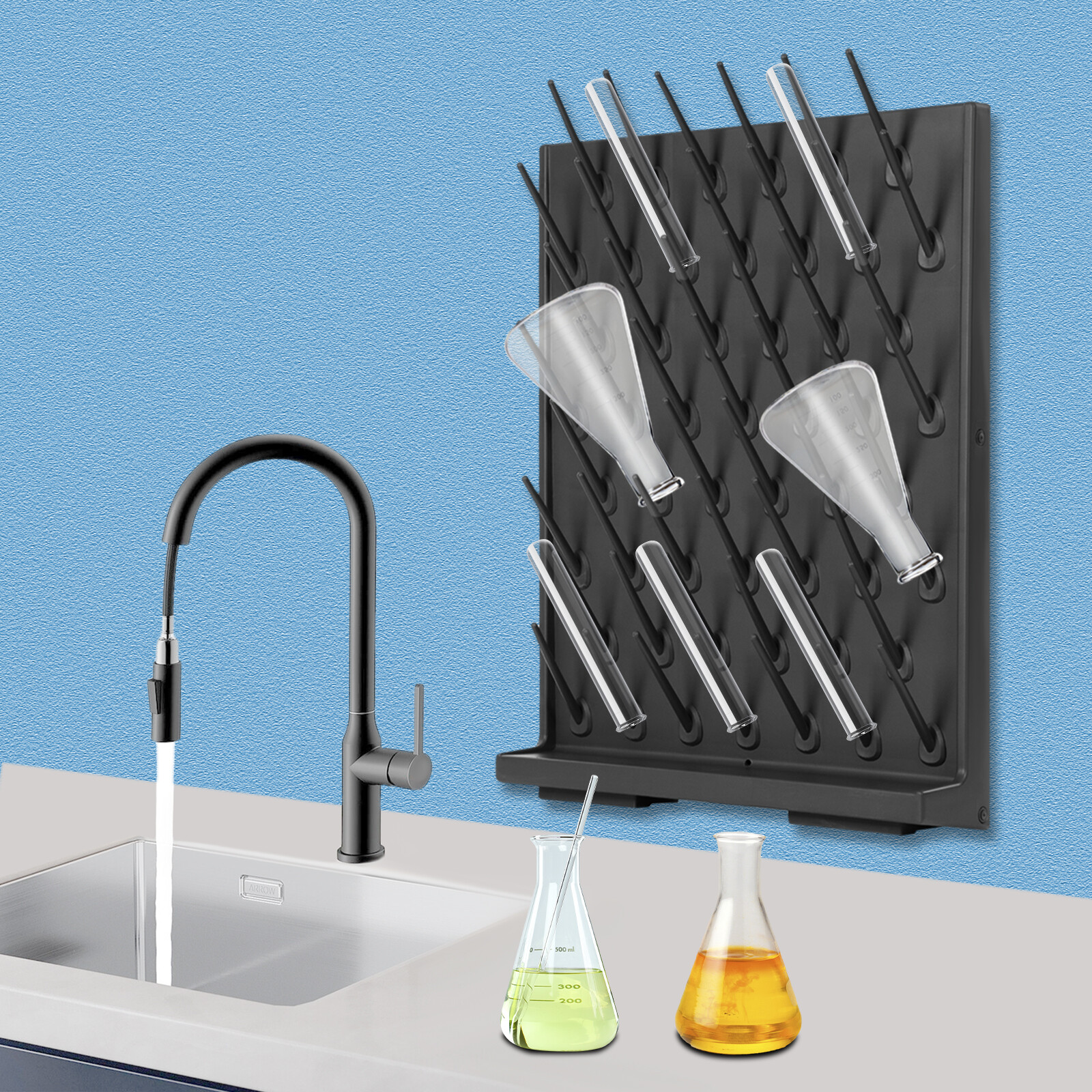 Lab Drying Rack Lab 52 Columns Removable Glassware Drying Rack PP Draining Rack