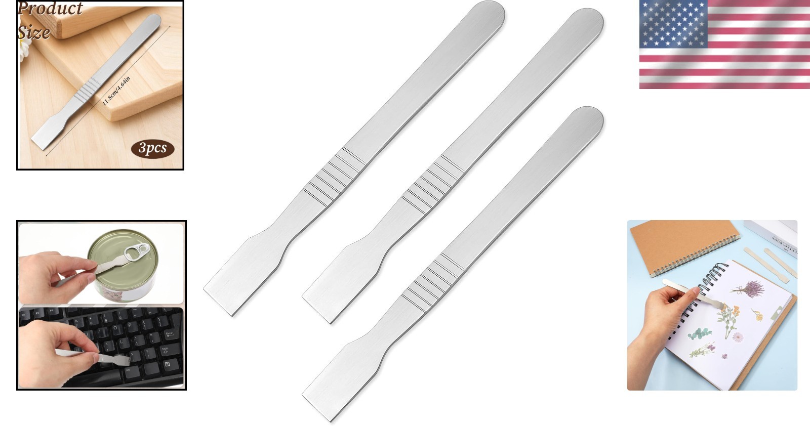 Versatile 3PCS Non-Scratch Metal Scraper Set for Home and Travel Convenience