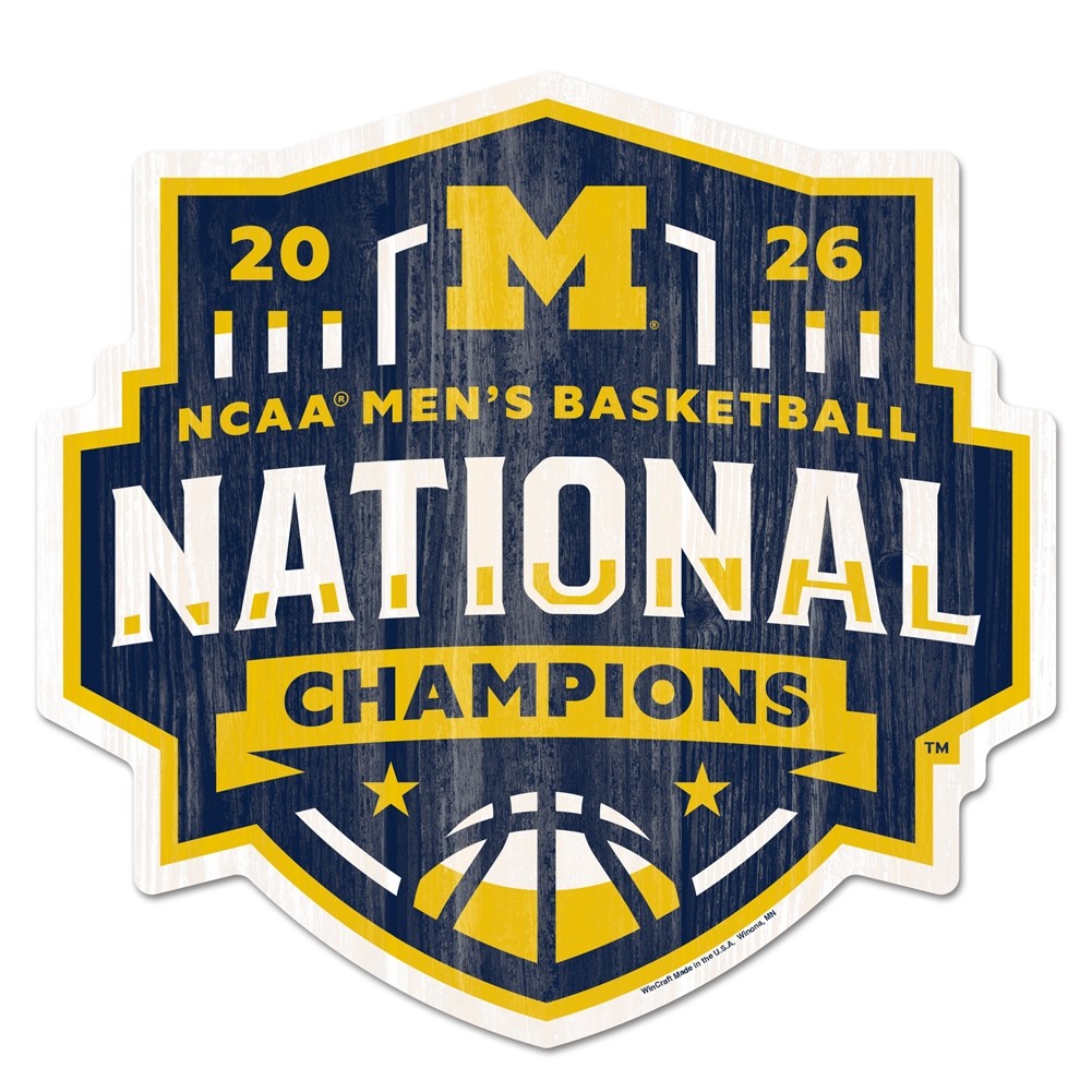 Michigan Wolverines 2026 Men's Basketball National Champions Wood Sign 17X11 in.