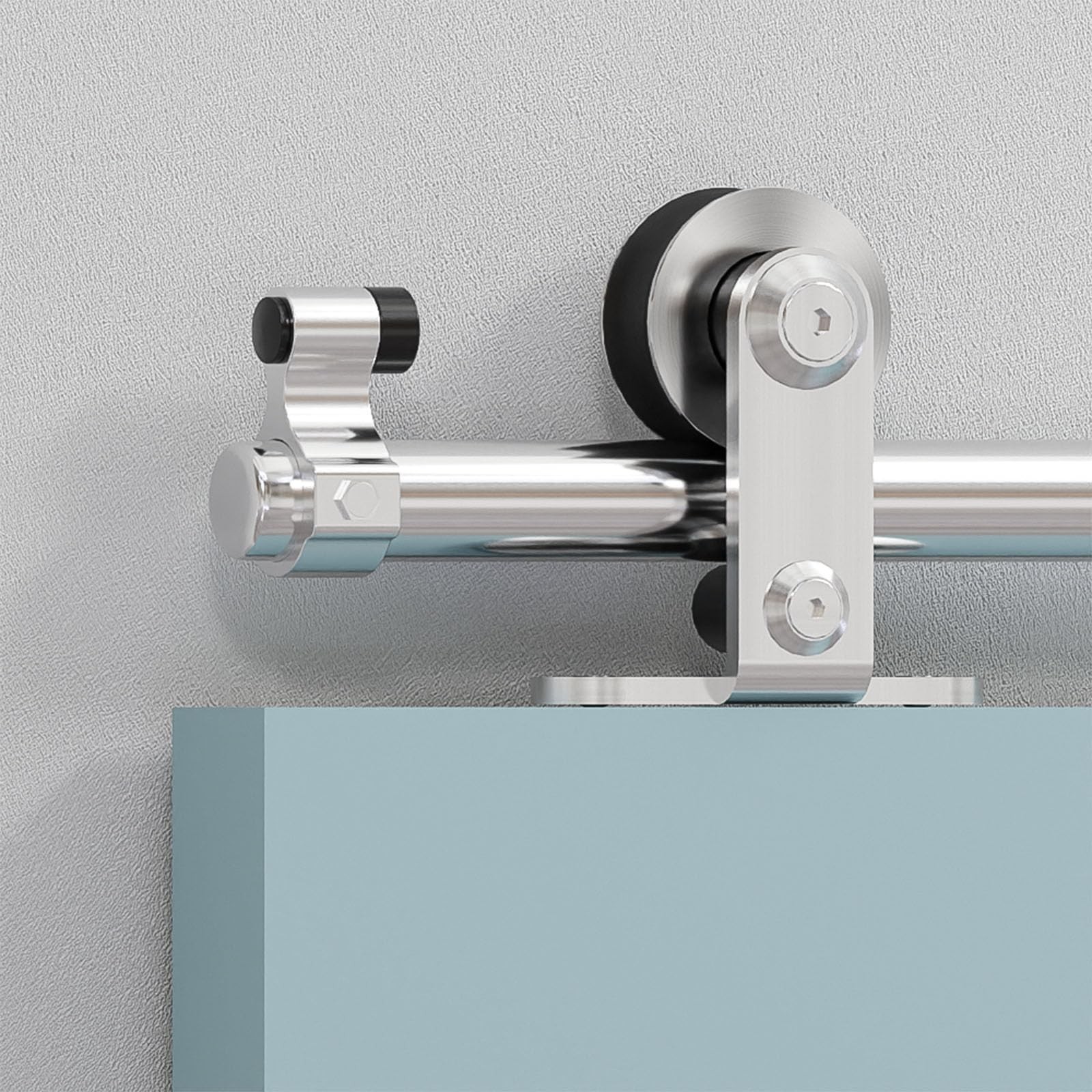 Aonayioa 5Ft Top Mount Sliding Barn Door Hardware Kit Stainless Steel Barn Door