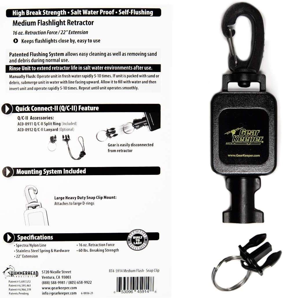 Gear Keeper Locking Large Scuba Dive Light & Camera Retractor - Scuba Gear with