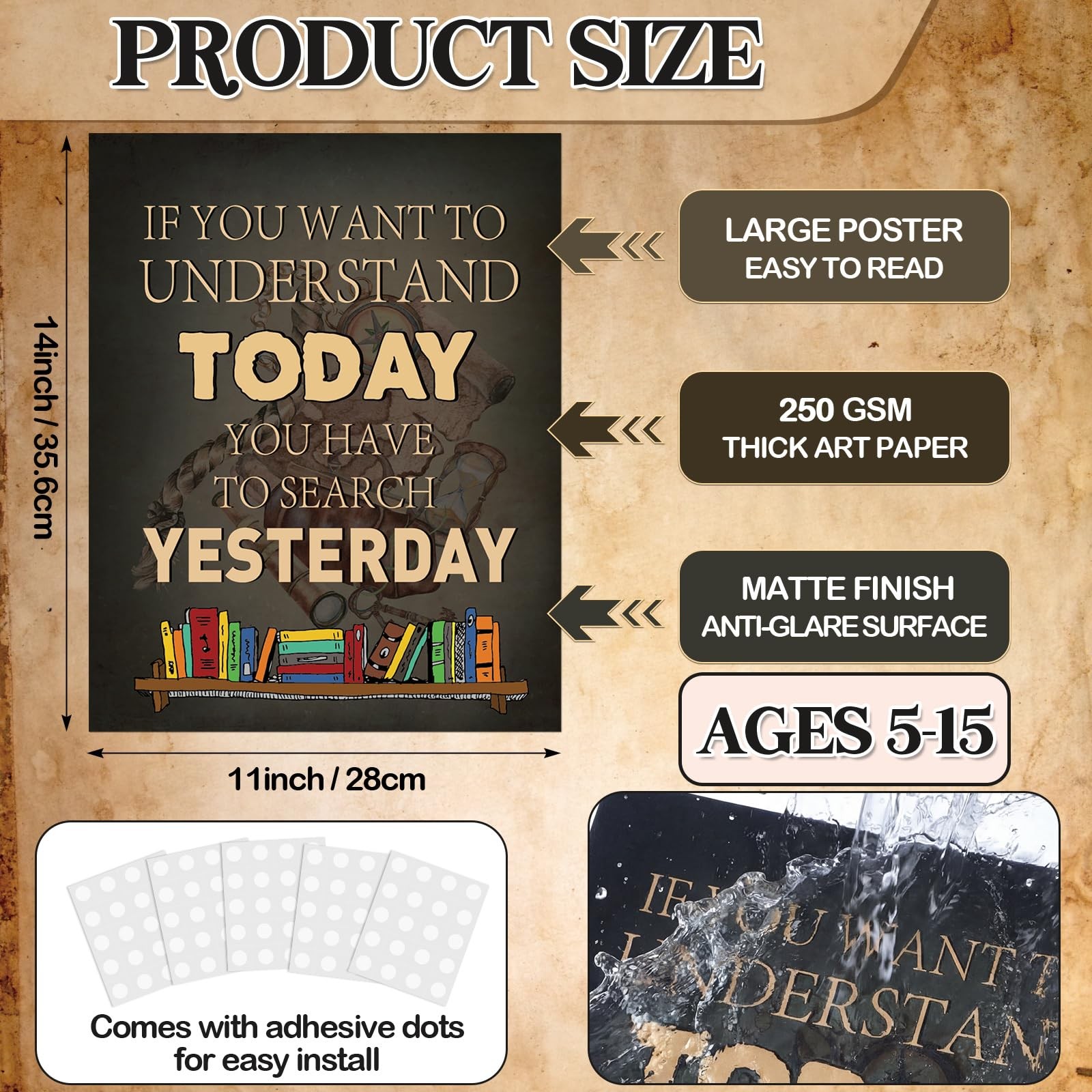 9 Pack Social Studies Classroom Decorations History Posters for Elementary, C