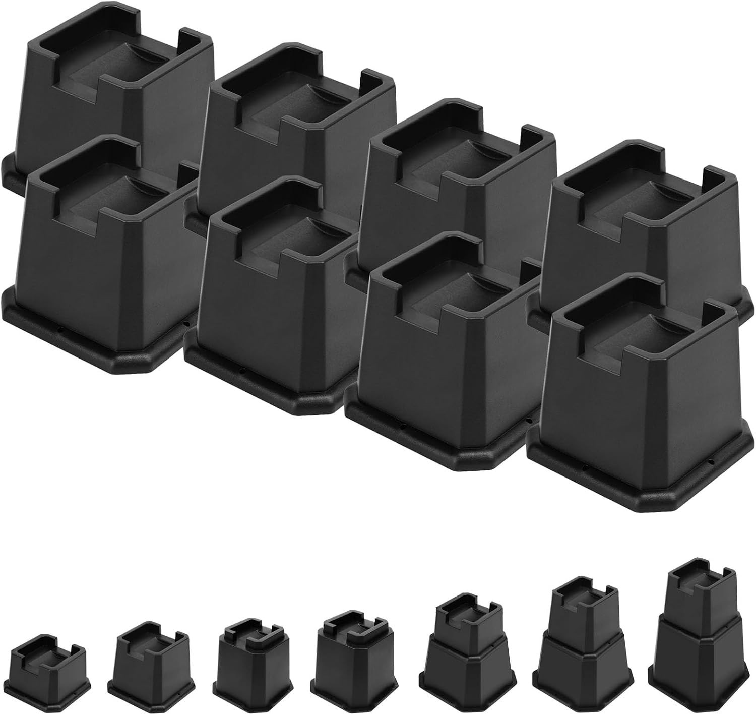 NIB! 8 Pack 3" Heavy Duty Bed Furniture Risers Lifts for Caster Wheels Or Posts