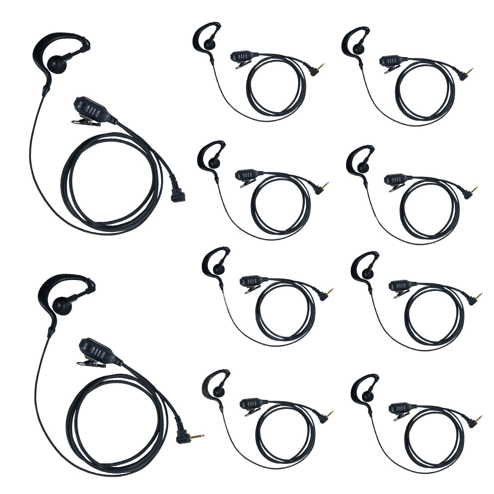 10-Pack G-Shape Earpiece Compatible with Motorola Talkabout T260 T600