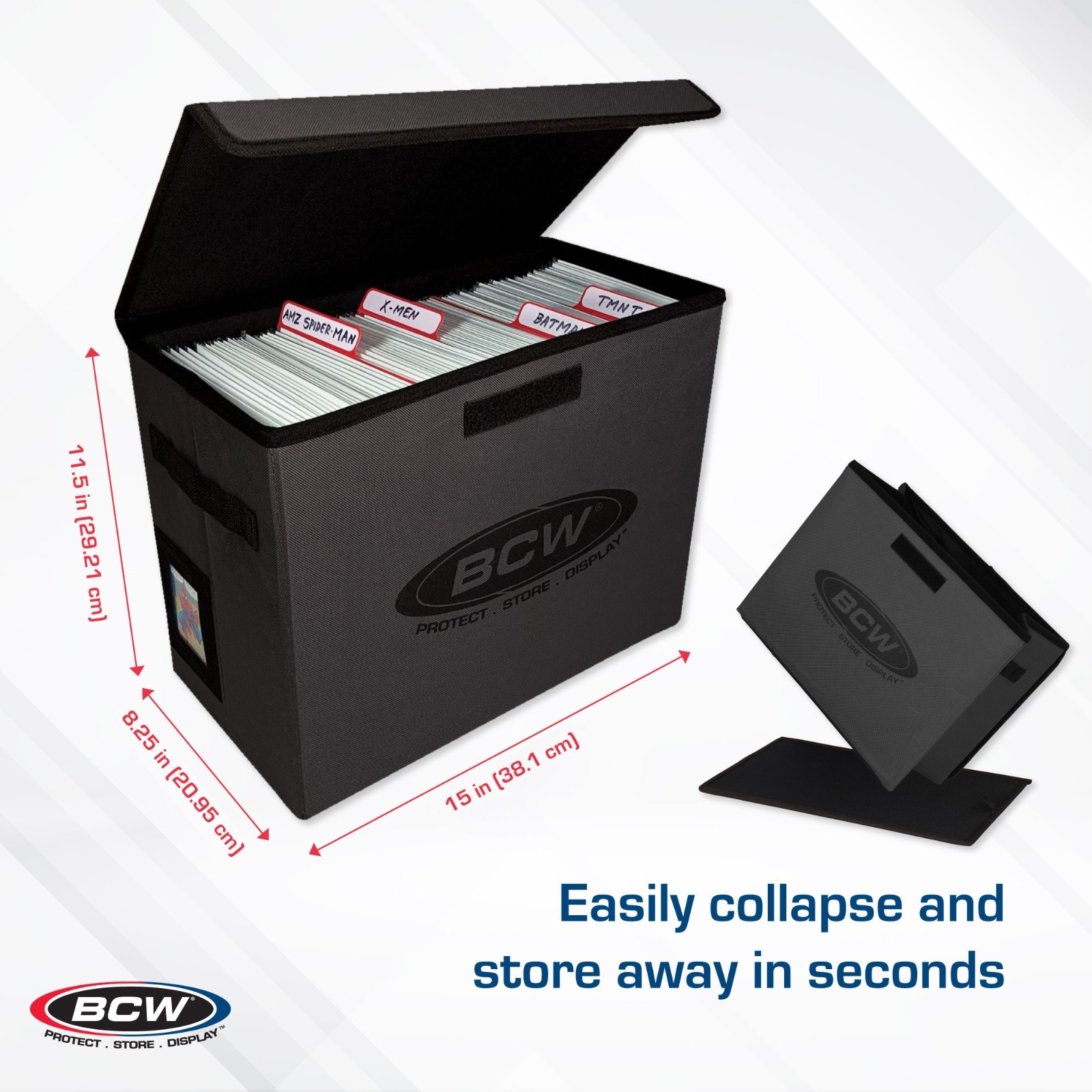 BCW Foldaway Comic Book Storage Box Light-Weight Collapsible Modern / Silver Era