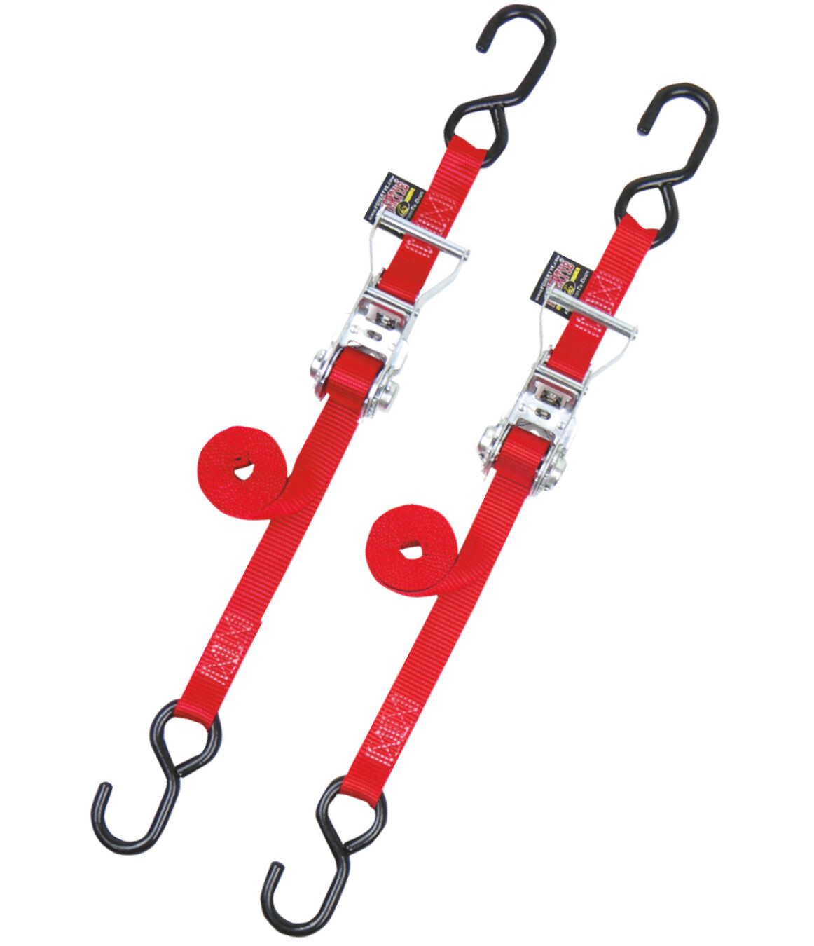 Powertye 32271 1" Ratchet-Style Red Tie Downs (pair)