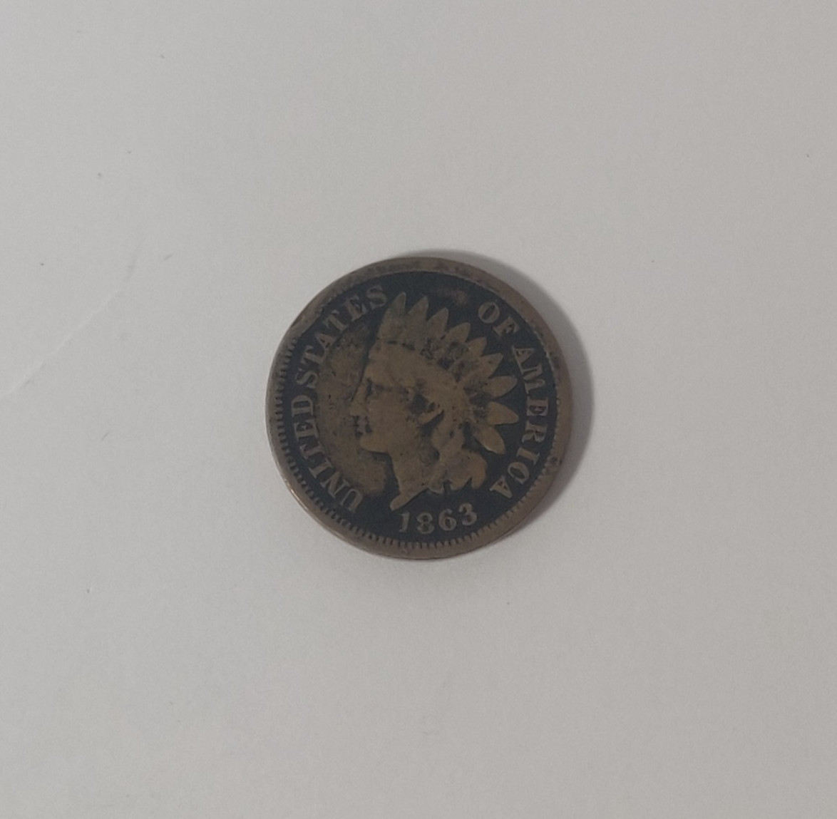 1863 INDIAN HEAD CENT WITH RIM DINGS