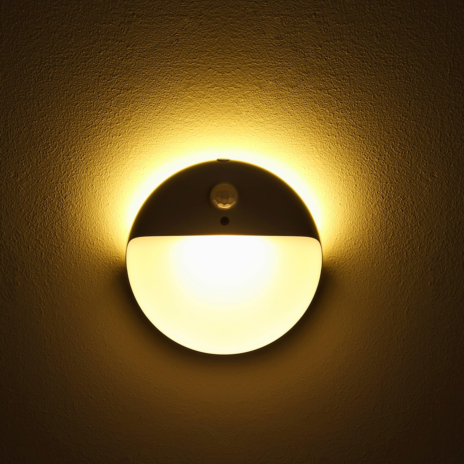 2 Pack Motion Sensor Night Light Gold Yellow 3 Lighting Modes Stepless Dimmin...