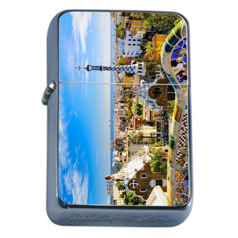 Barcelona Spain D1 Flip Top Oil Lighter Wind Resistant