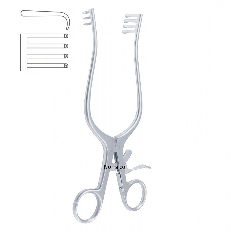 Weitlaner Retractor, 5", Self-Retaining, Blunt 3 x 4 Prongs, Premium