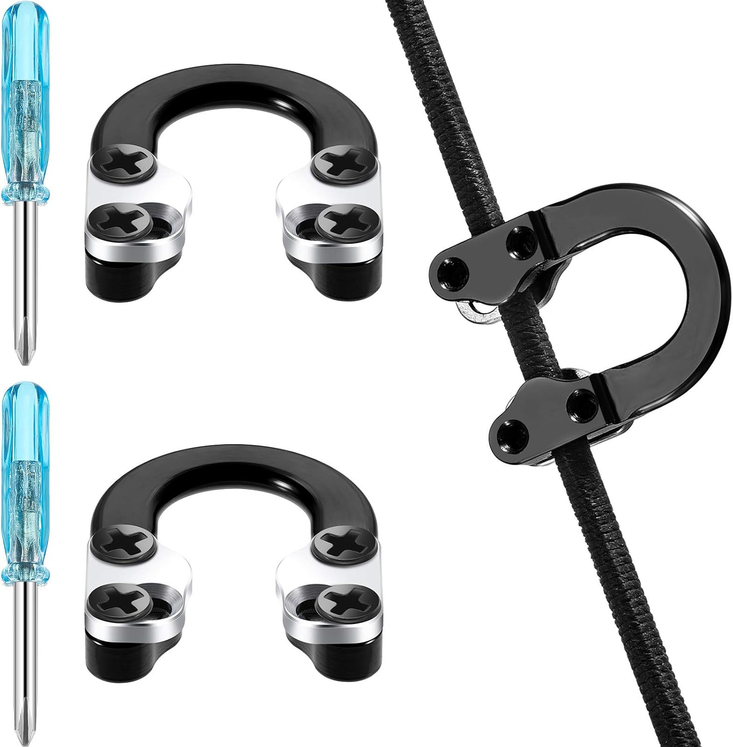 2 Sets Archery D Loop Compound Bow Metal U Nock D Ring Buckle Release Nocking Lo