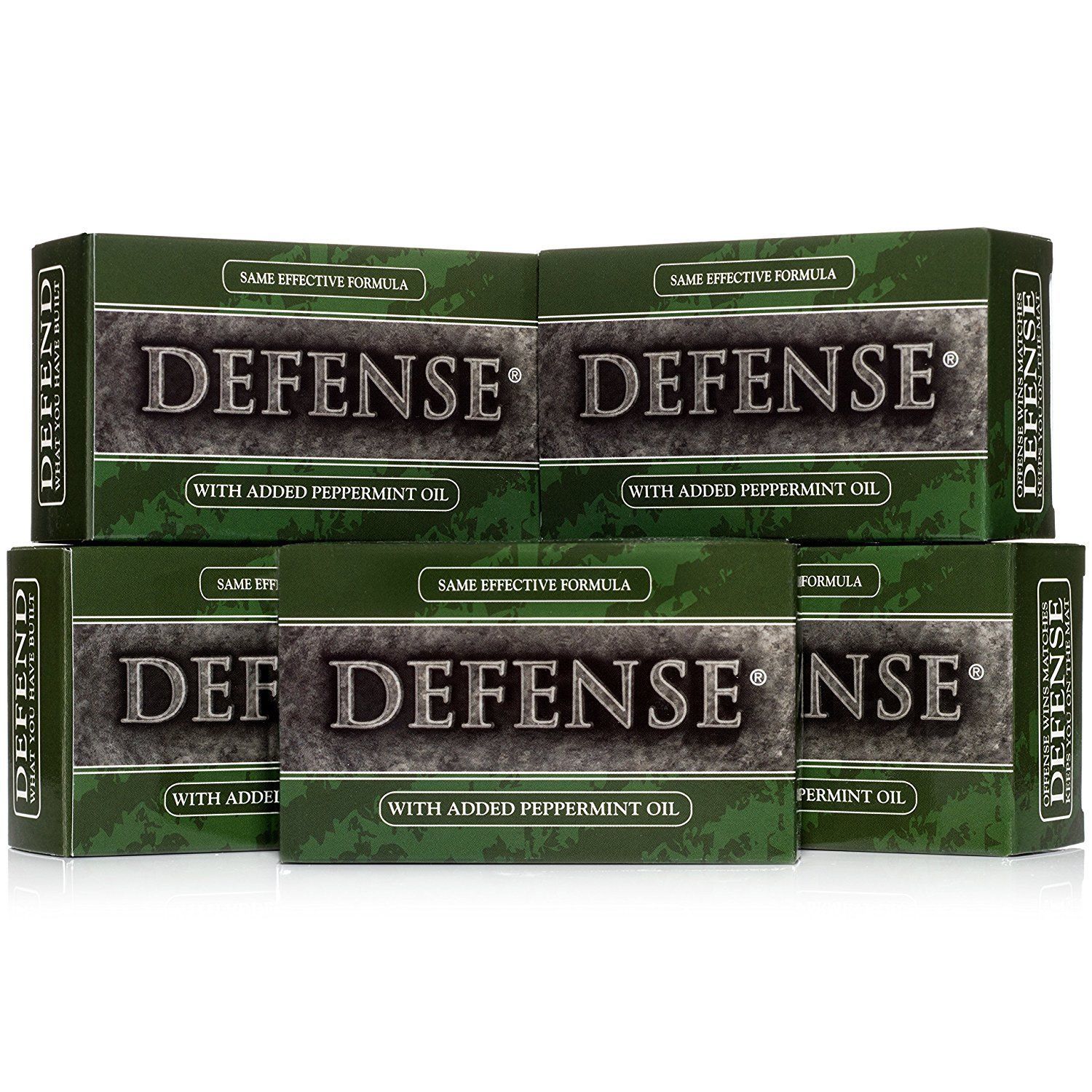 DEFENSE Soap Bar Peppermint 4 oz (5 PACK) 100% Natural & Herbal Grade Tea Tree