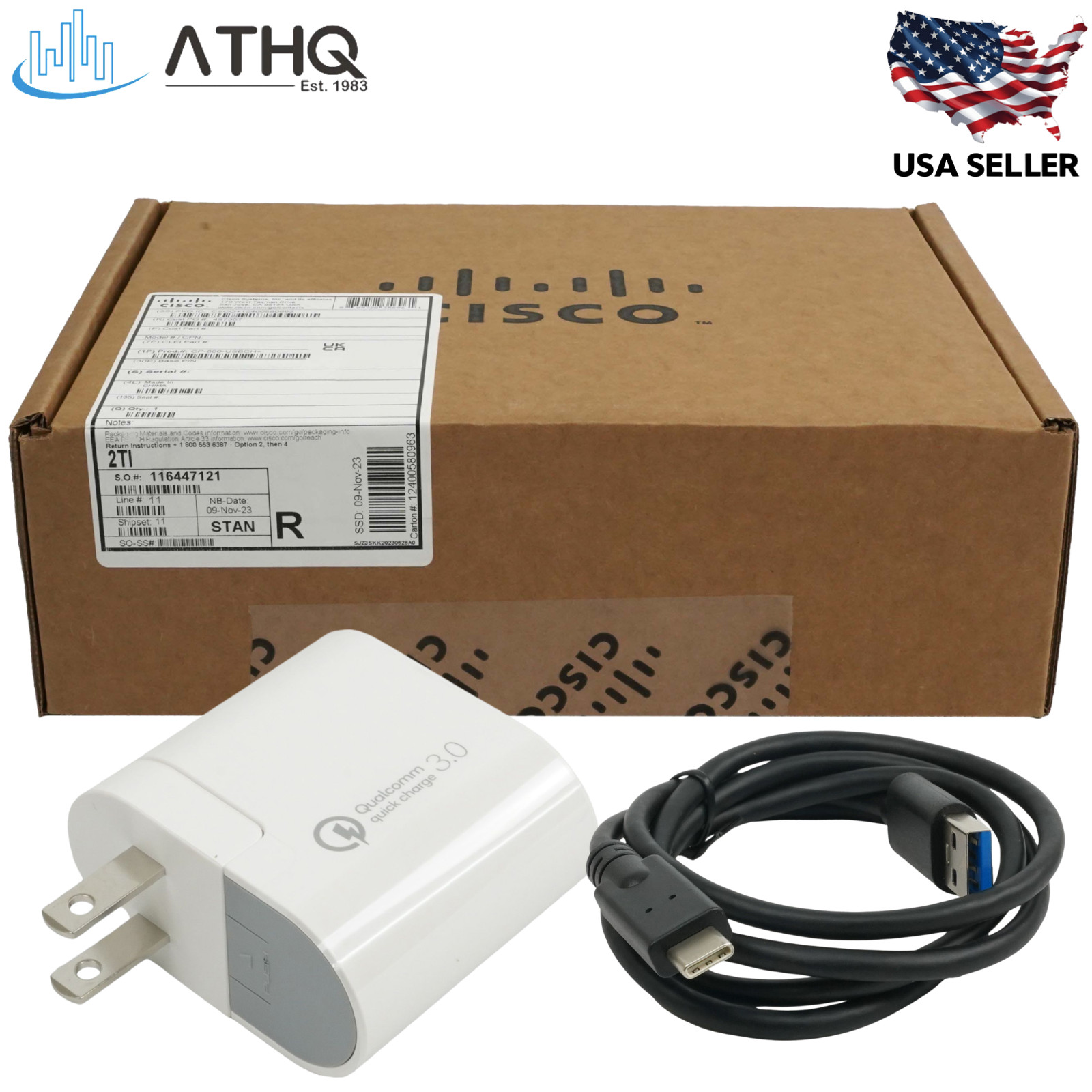 Cisco Webex Wireless 840 860 840S 860S USB-C Wall Charger Cable CP-800-USBCH NEW