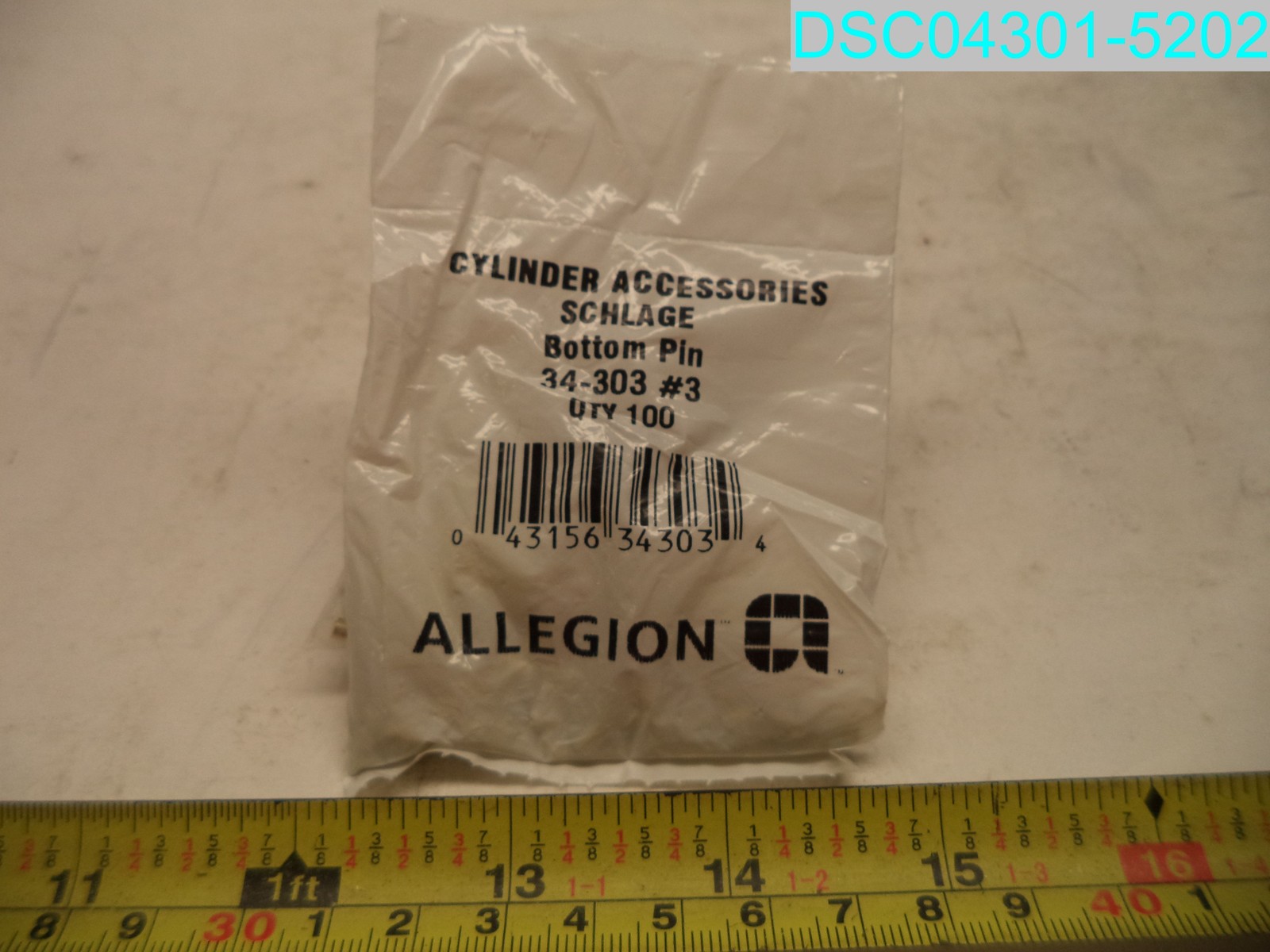 QTY=1200(12 X 100): Schlage Allegion Pin Nickel Silver #3 34-303 043156343034