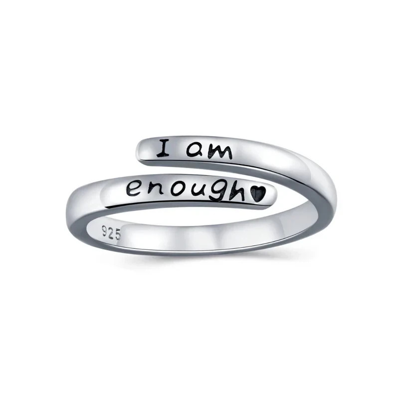 I am enough Silver ring Ring Depression Awareness Self Care Affirmation