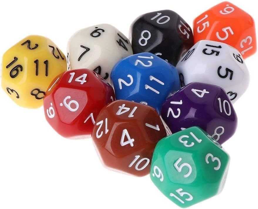 10 Pcs Polyhedral Dice for Dungeons and Dragons 16 Sided Dice Set Polyhedral ...
