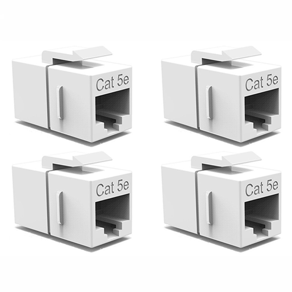 4 Pcs Cat5E RJ45 Ethernet LAN Network Keystone Jack Coupler Cable Joiner White